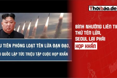 Bình Nhưỡng liên tiếp thử tên lửa, Seoul lại phải họp khẩn